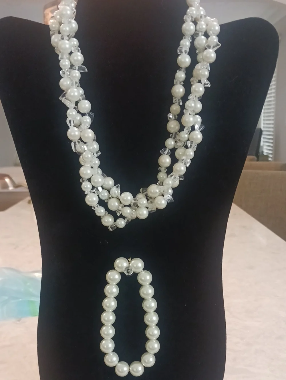Classic Ivory Pearl Multi-Strand Necklace and Bracelet Set